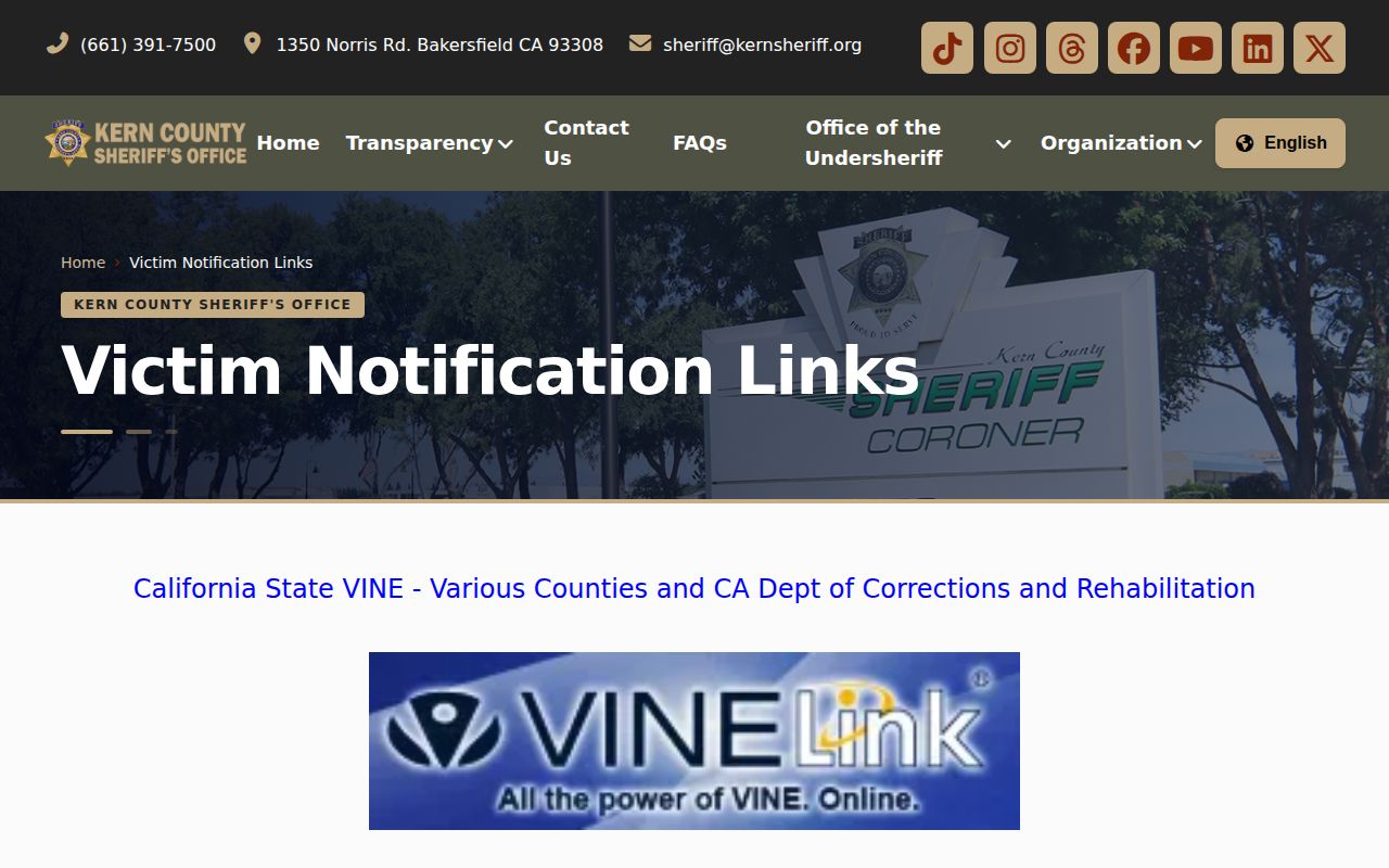 Kern County custody record notification links