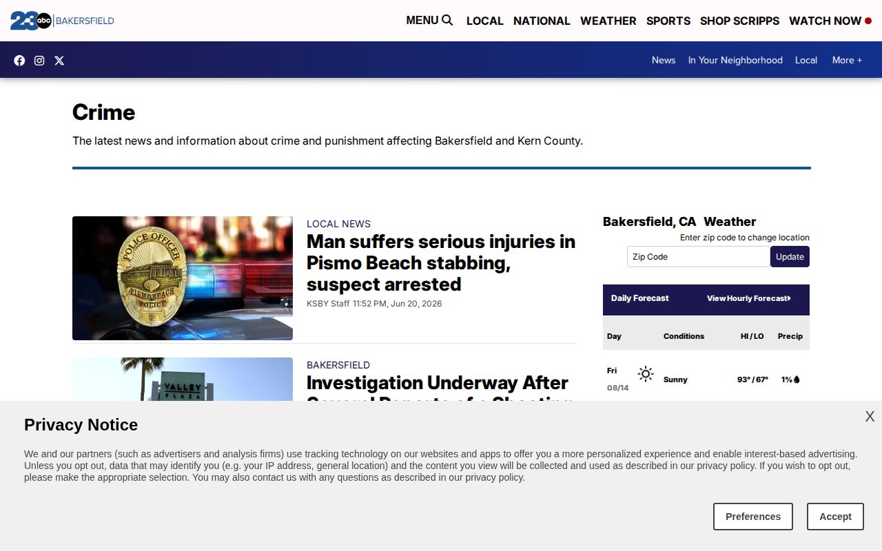 Kern County crime news and arrest coverage on 23ABC
